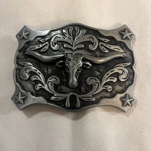 Silver Bull Head Belt Buckle